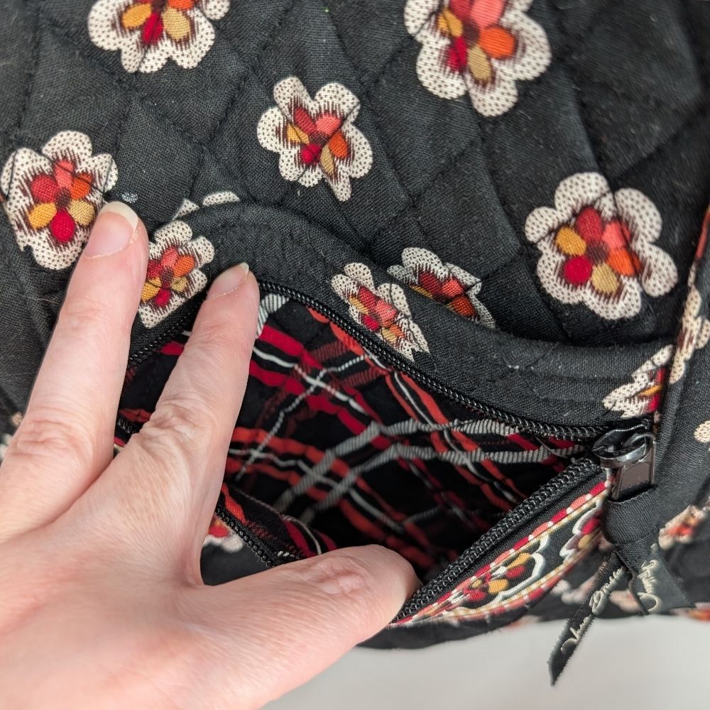 Vera Bradley Black Red Floral Retired Audrey Pirouette Zip Tote Shoulder Bag - Picture 6 of 9